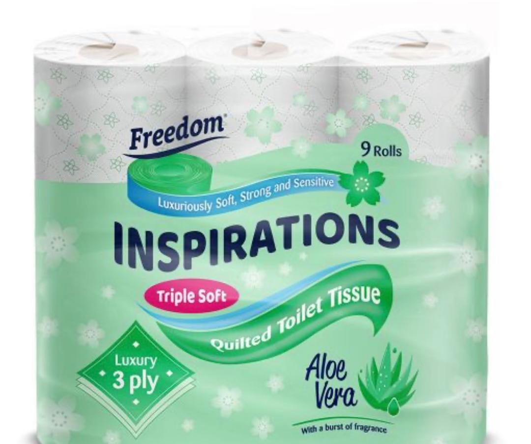 Freedom Inspirations Triple Soft Quilted Toilet Tissue – Aloe Vera Scented, 3 Ply, 9 Rolls