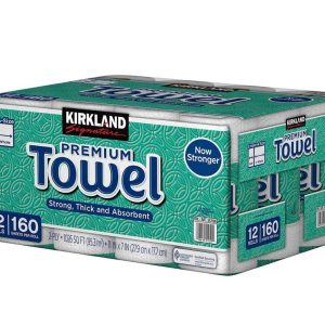 Kirkland Signature Premium Towel Paper Towels – 12 Rolls, 160 Sheets per Roll