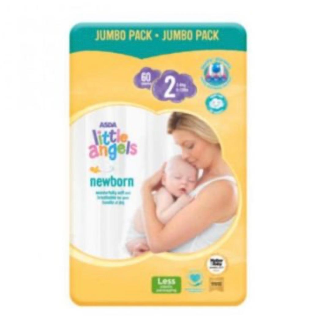 ASDA Little Angels Newborn Diapers – Size 2, Jumbo Pack (60 Count)